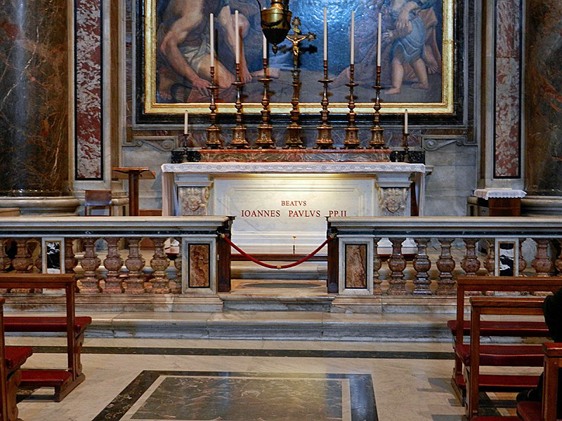 De graftombe van paus Johannes Paulus II in de Sint-Pietersbasiliek